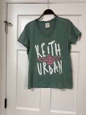 Comfort Colors Sage Green V-Neck Tee with White Tag Detail